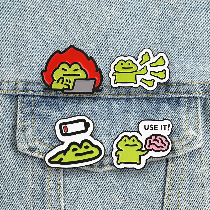 Kawaii Tech Accessories - Broches de Sapo Engraçados, Pins de