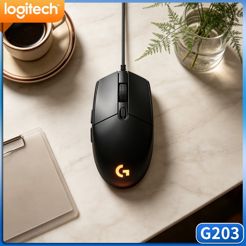 Logitech Mouse G203 - Mouse Gamer Logitech G203 com Fio,
